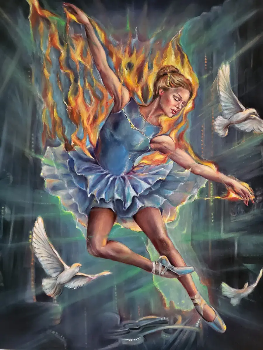 Ballerina i Matrix 2. - Olja - Figurative - 100×120 cm av Lana Blink (såld)