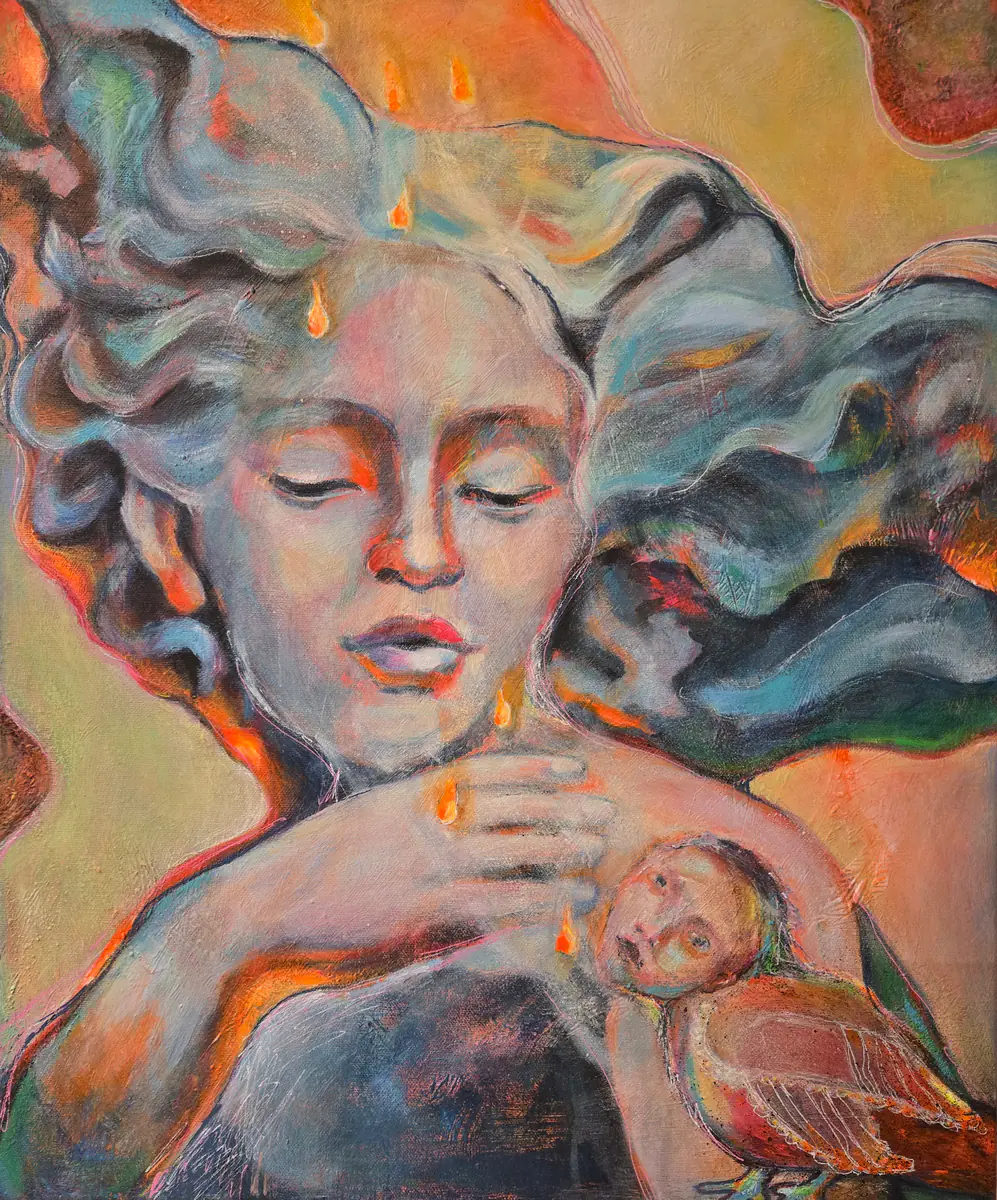 Människofågel. - Akryl - 45×61 cm av Lana Blink