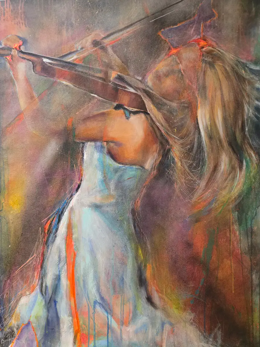 Min fiol är mitt liv. - Akryl - 78×98 cm av Lana Blink