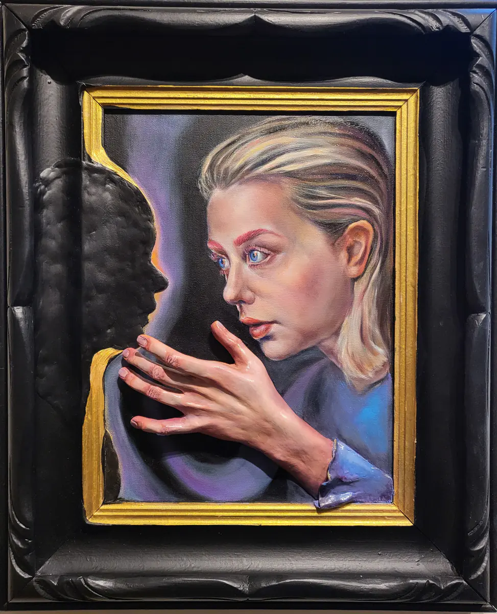 Möte med dig själv. - Olja - Conceptual - 30×37 cm av Lana Blink