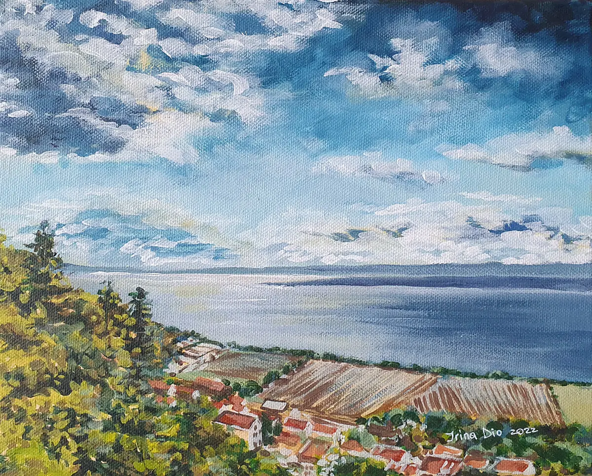 En sjö - Akryl - Landscape - 30×24 cm av Irina Dio