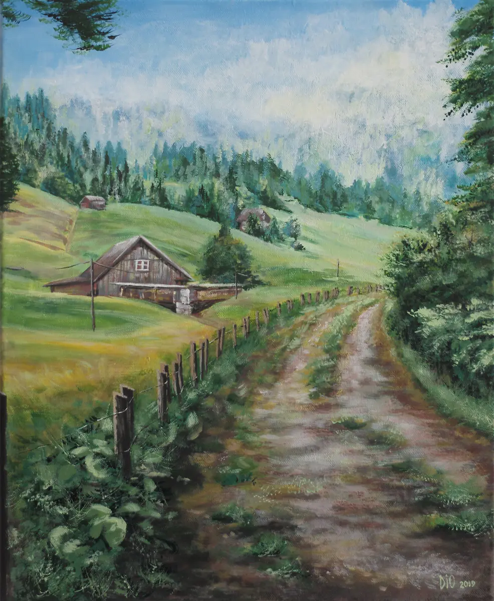 Landsväg - Akryl - Landscape - 40×50 cm av Irina Dio
