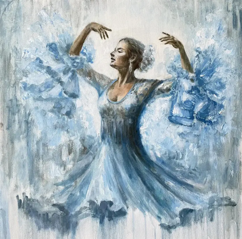 Flamenco Luft. 2024 - Olja - Abstract Expressionism - 50×50 cm av Selene Caspian