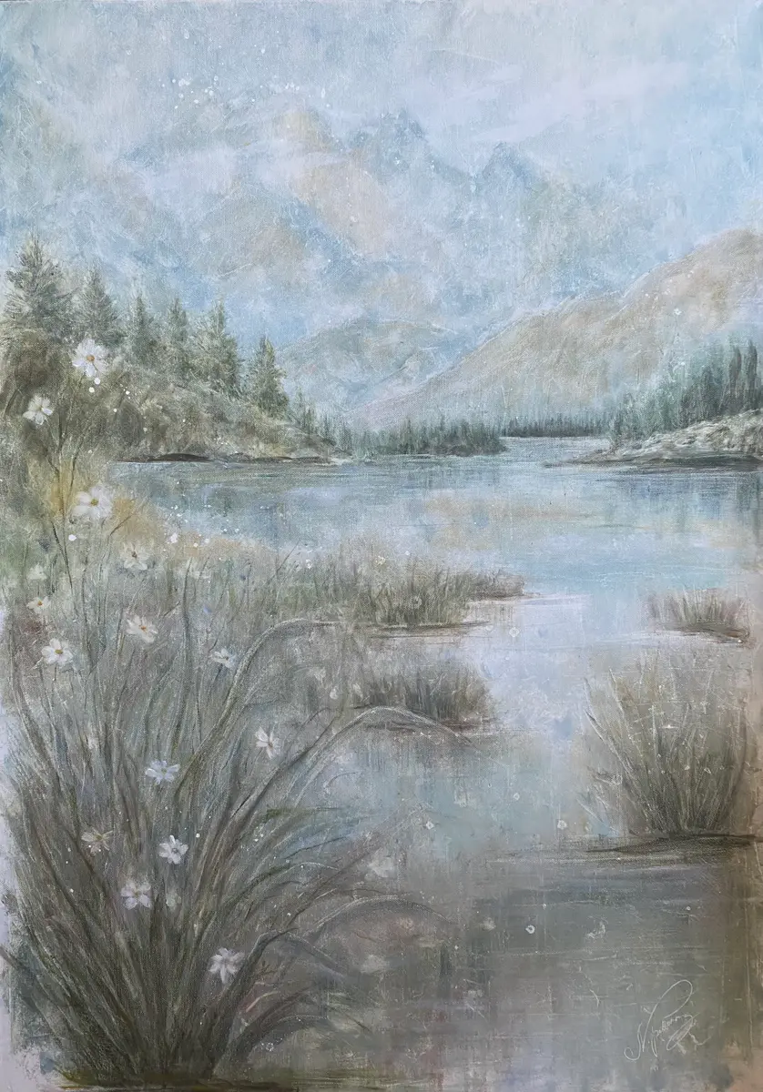 Stilla Morgon på Fjället - Olja - Impressionism - 70×100 cm av Selene Caspian