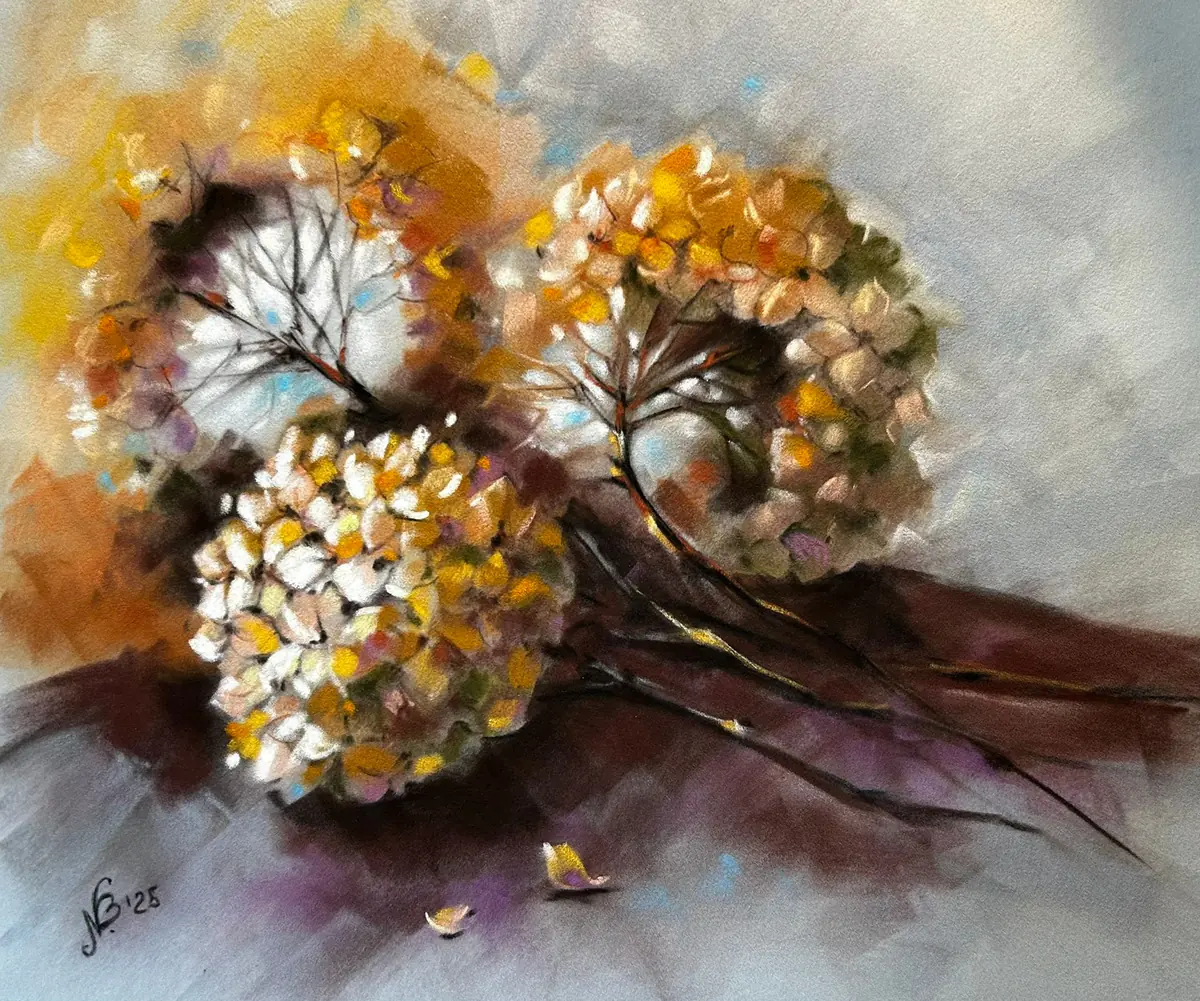 Abstrakt blomkomposition – akvarell - Akvarell - Realism - 30×35 cm av Nadezda Beletskaya