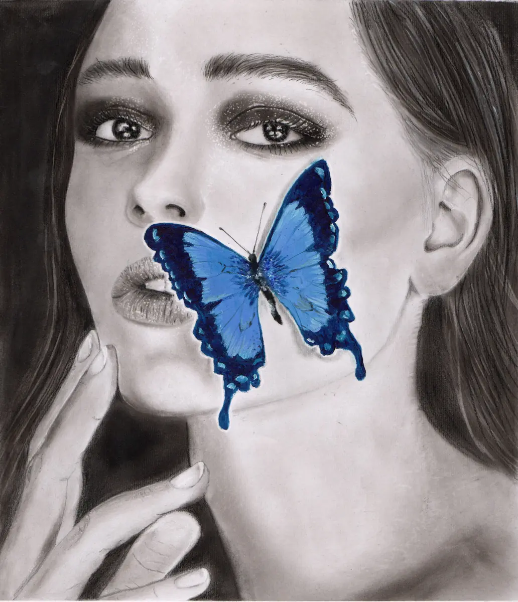Metamorphosis – av Mary G. - Blyerts - Portrait - 40×55 cm av Mary G