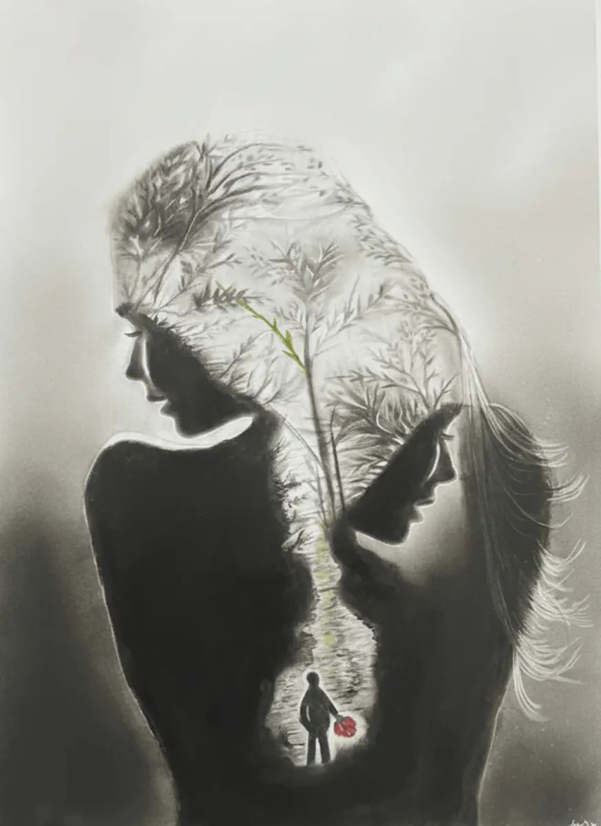 Penetration of Hope – av Mary G. - Kol - Contemporary - 40×55 cm av Mary G