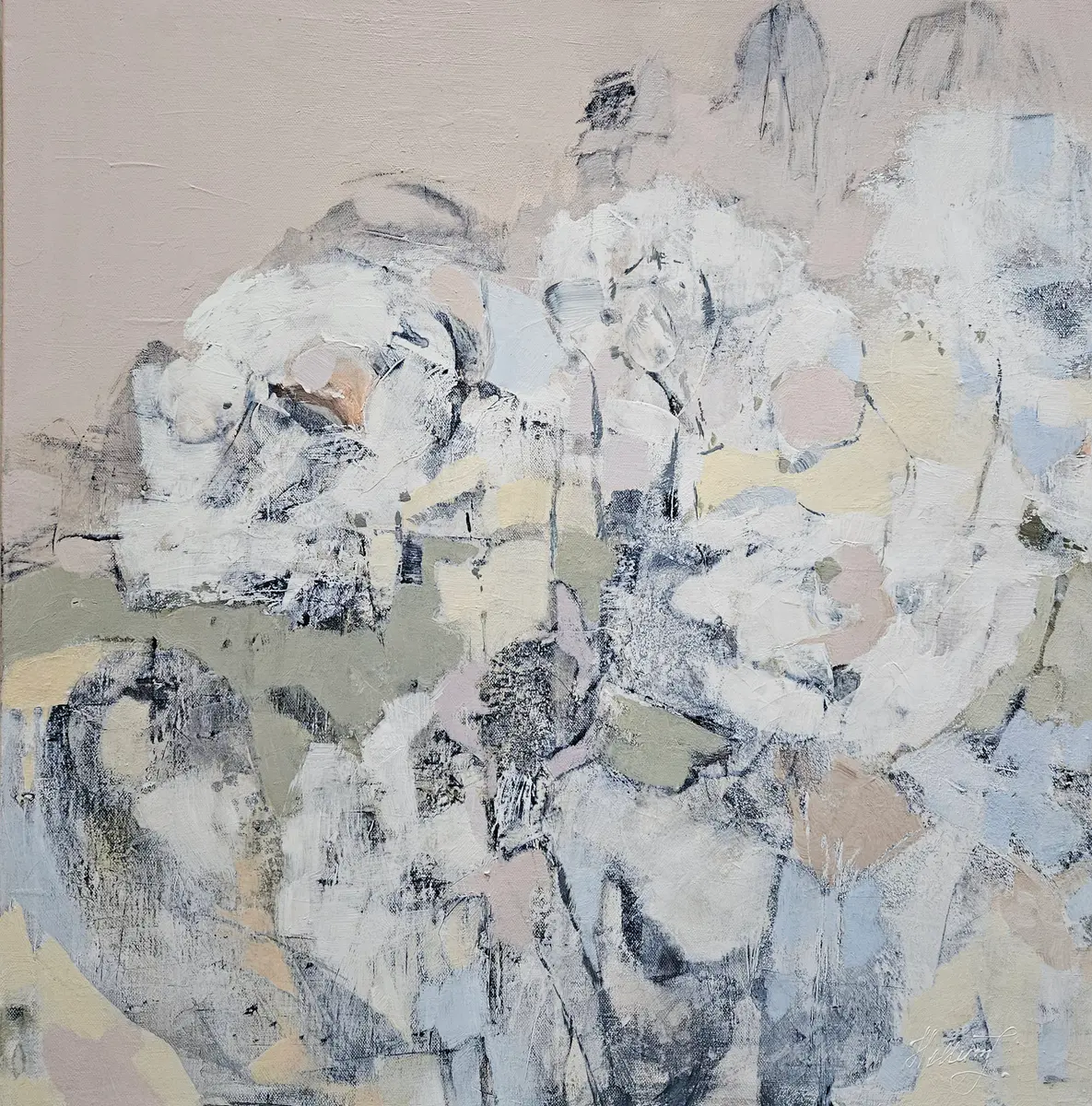 Calm Garden - Akryl - Abstract Expressionism - 70×70 cm av Tatiana Hellum (såld)