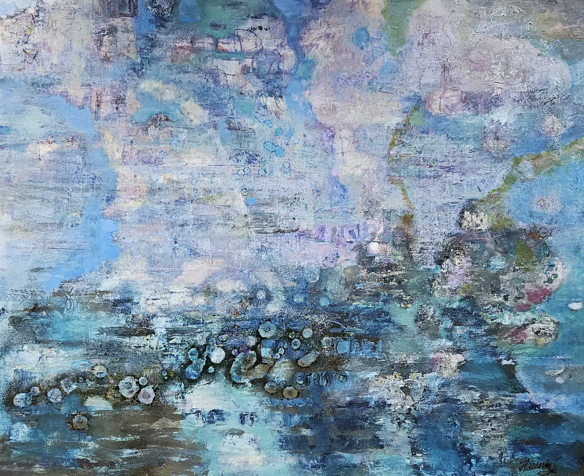 Dream Sediment - Akryl - Abstract - 100×81 cm av Tatiana Hellum