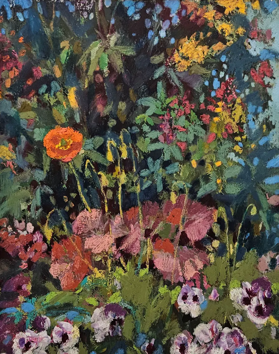 Hidden Poppy - Pastell - Contemporary - 33×41 cm av Tatiana Hellum