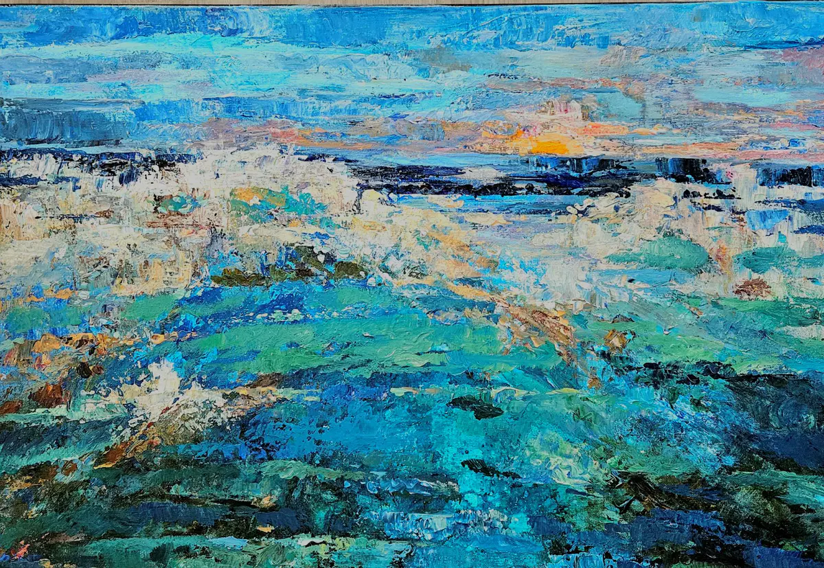 The Call of Turquoise_Availiable from 01 September 2026 - Akryl - Abstract - 90×60 cm av Tatiana Hellum (såld)