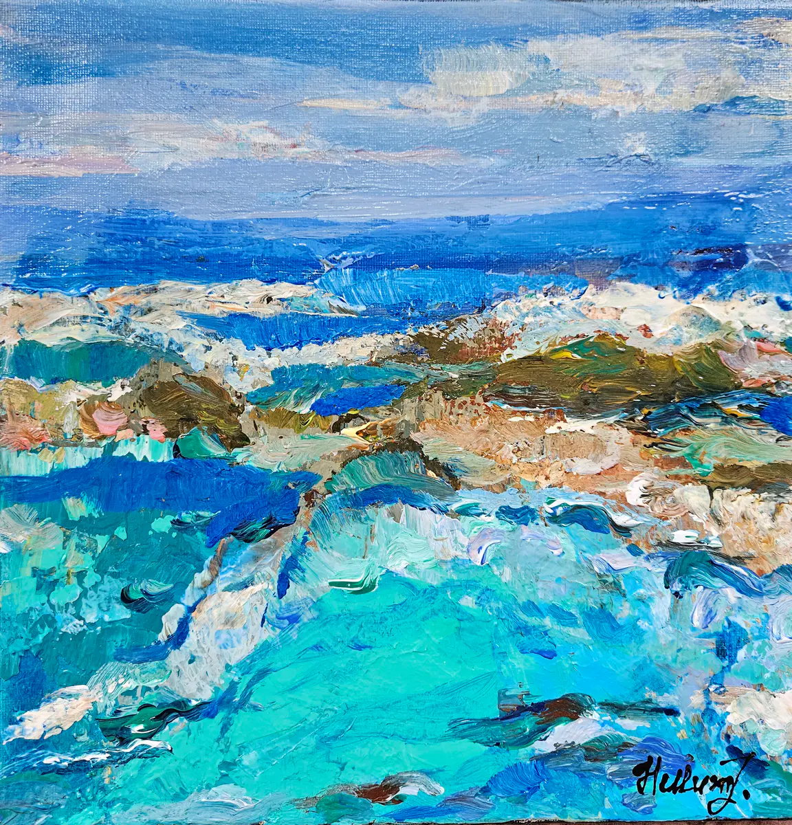 Tides of Light - Akryl - Abstract - 30×30 cm av Tatiana Hellum