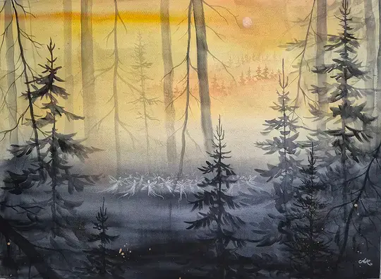Älvdans - Akvarell - Contemporary - 100×70 cm av Komstadiusart
