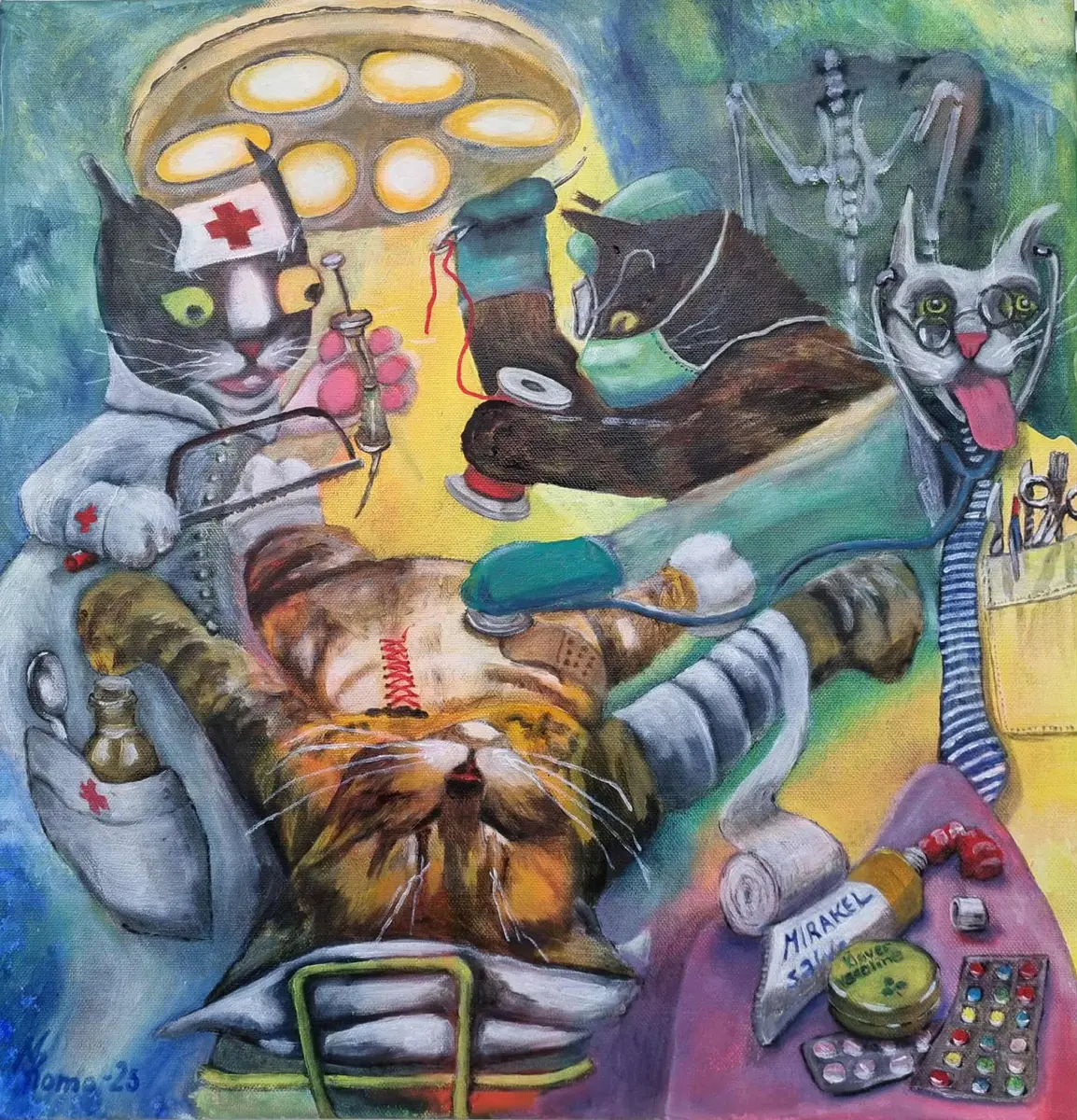 273-25P Nio liv - Blandteknik - Surrealism - 50×50 cm av MRomo