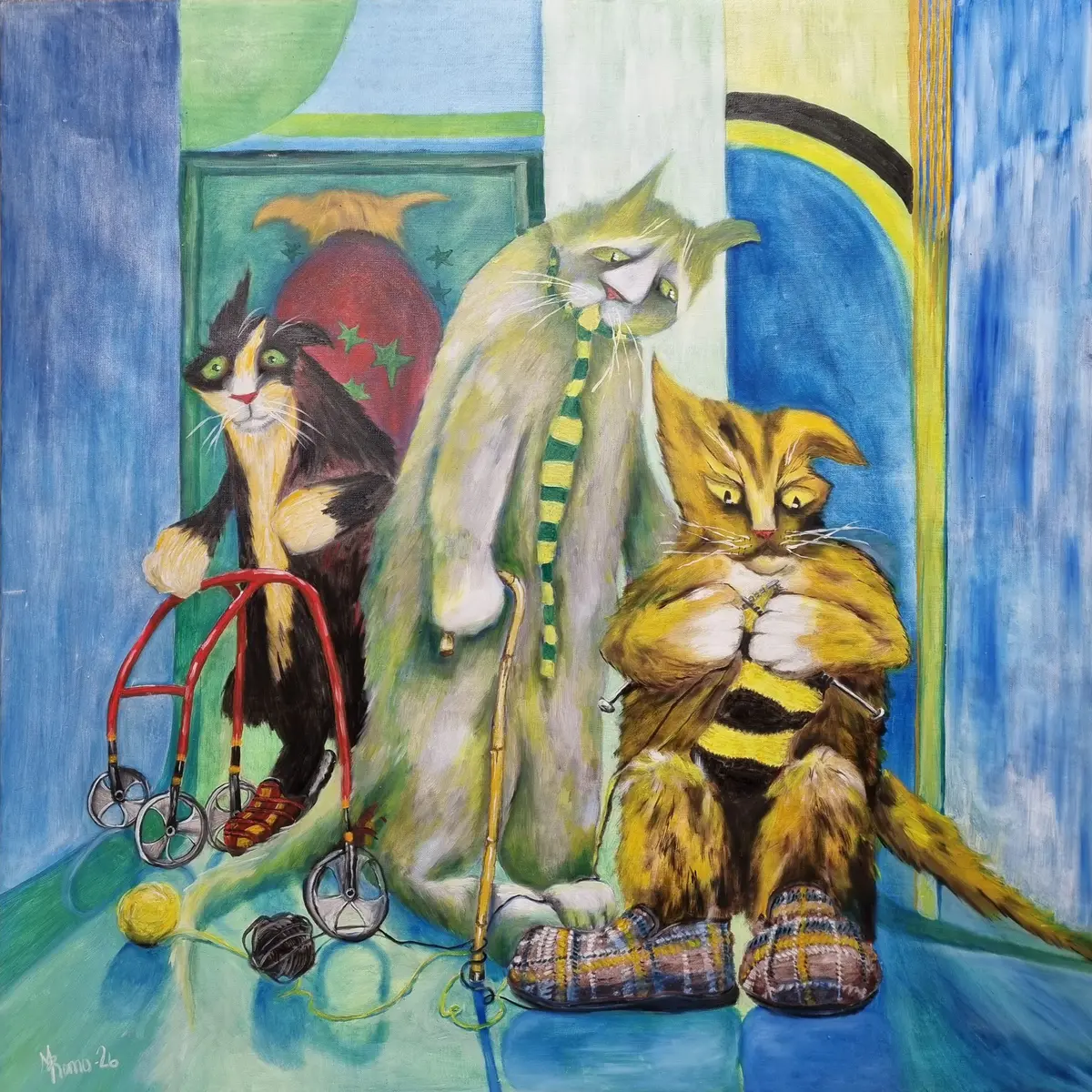 292-26 Åldersdomshemmet 80x80 - Olja - Surrealism - 80×80 cm av MRomo
