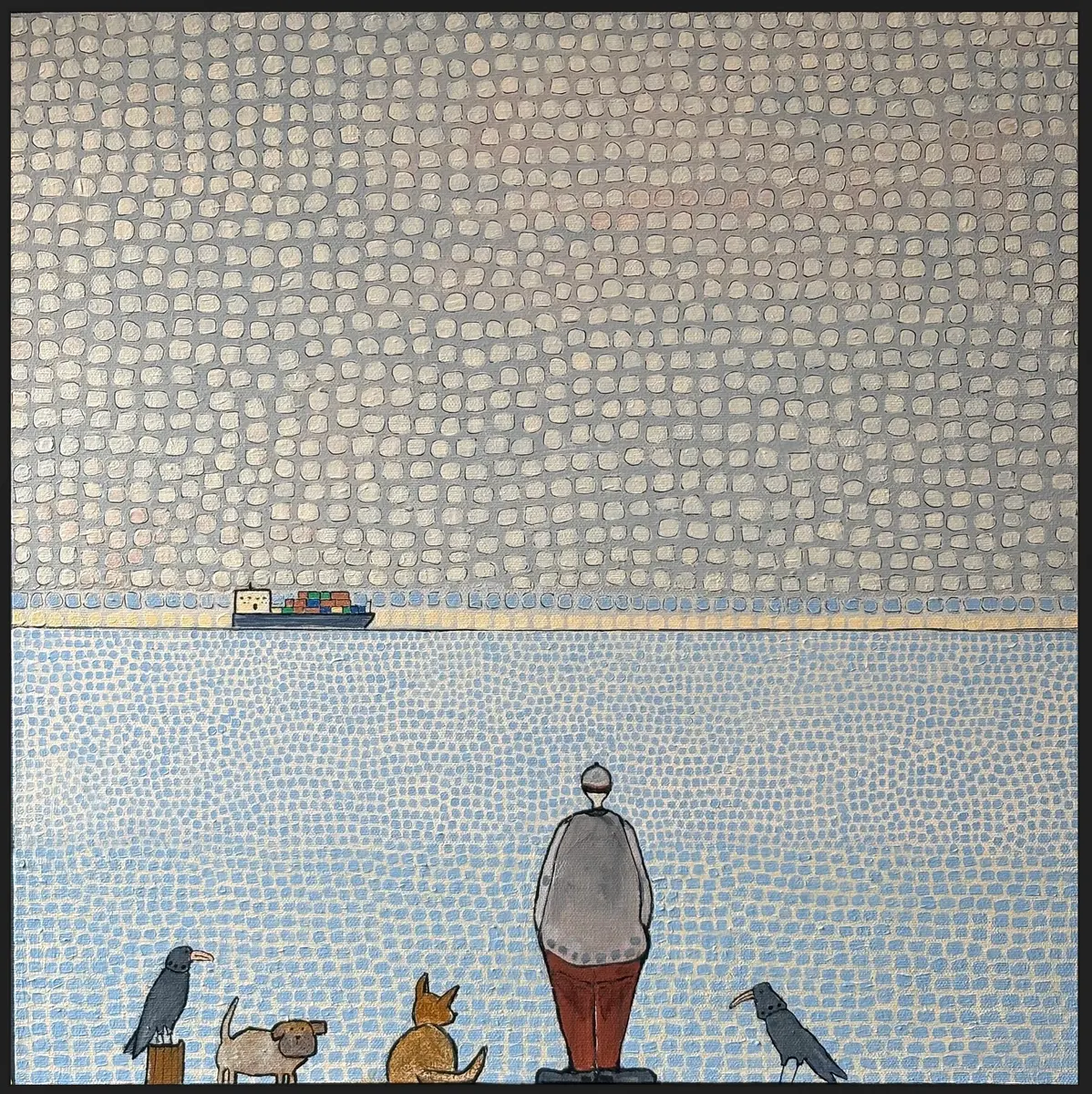 Ett skepp kommer lastat - Akryl - Modern - 50×50 cm av Vivianne Otsa