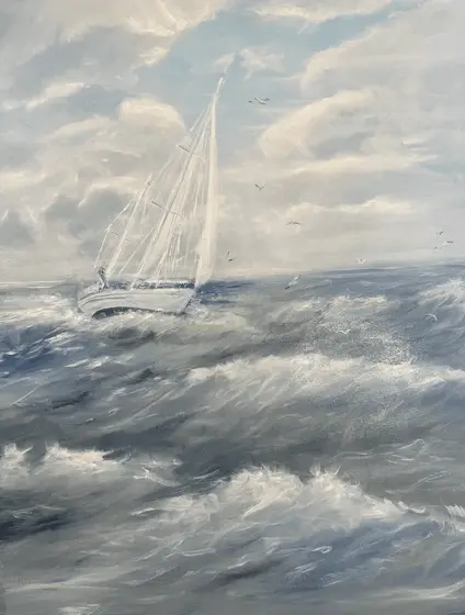 Sailing into the bright Future - Olja av Katarina Blomberg