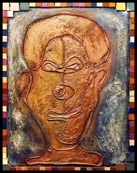 One line man in gold - Blandteknik av KvantART