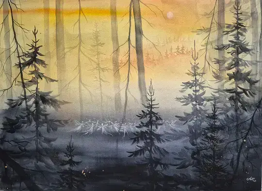 Älvdans - Akvarell av Komstadiusart