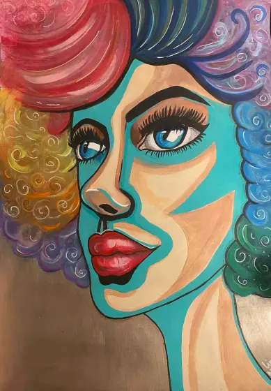 Curly girl - Akryl av Lina A Nordblad