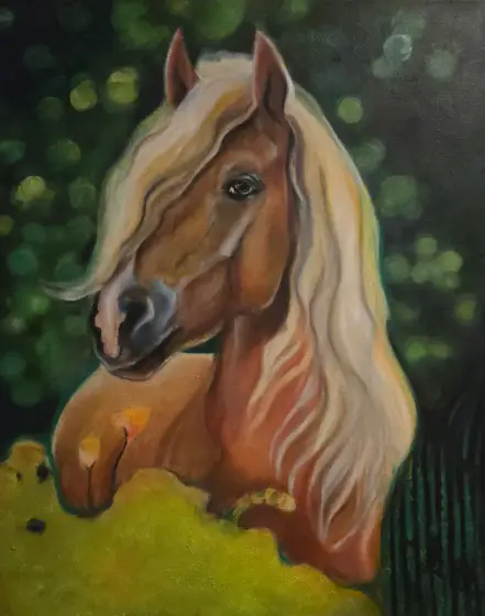 Palomino i Sommarljus - Olja av Linea Art